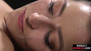 BDSM submissive babe pussytoyed till orgasm with Hitachi