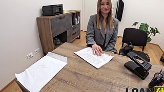 A young girl has anal sex with her boyfriend in a 69 pose in the office