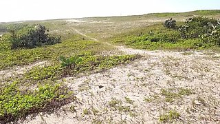 Outdoor Public Sex with Hot Brazilian Milf - Deep Blowjob and Doggy Style Fucking on Beach