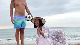 Complete stranger gets to fuck her hole on the beach