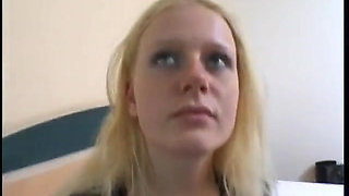 Blonde teen gets cumshot in her face