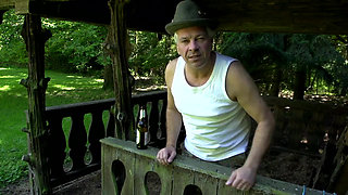 Blonde Tattoo Babe Outdoor DP Fuck Fest