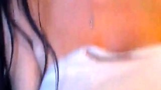 Big-Titted Brunette Dildo Ride on Webcam