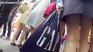 teen 18+ upskirt in street with red frilly skirt