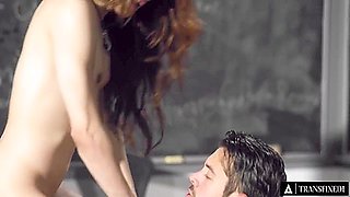 Star Quarterback Seduces His Foxy Trans Tutor Ariel Demure After Class