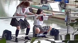 Japanese Asian teen 18+ Schoolgirls Outdoor Pissing Compilation