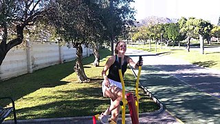 Beautiful big titted teen outdoor masturbation