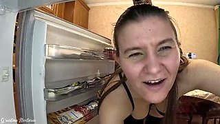 Homemade Russian Couple Prank! Husband Films Me Getting Fucked by a Big White Cock in Kitchen