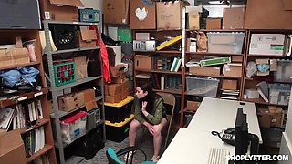 Security Guy Has to Punish Another Petite Shoplifting Slut!
