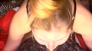 Italian amateur blonde blowing big cock