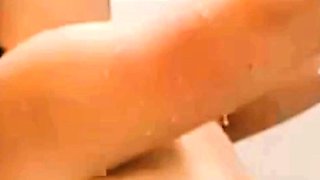 Busty curly brunette with big boobs fucks on couch