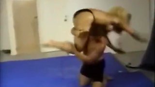 Topless mixed wrestling