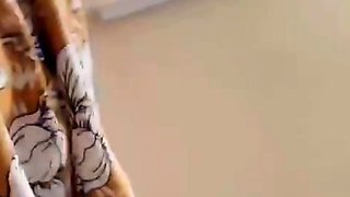 Amateur redhead fully nude on bed and masturbating