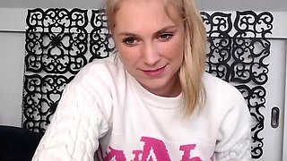 Tiny blonde teen porks her pussy with toys