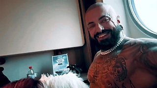 She Gives Me a Messy Blowjob on My Pierced Cock on the Ferry. I Cum in Her Mouth and Kiss Her, Licking the Cum