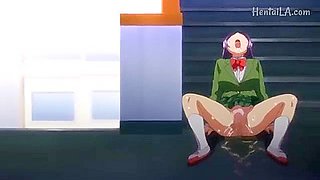 She gets cum in her mouth and squirts, then gets fucked and creampied while walking around the school.