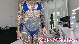 Dark and Light Blue Frilly Micro Bikini Try on Haul Melody Radford