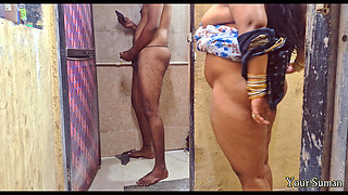 POV Indian Stepmom caught in bathroom and having horny feeling in the pussy