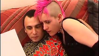 Wild Slut with Mohawk Masturbates with Dildo