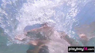 Naked Russian teasing under the water