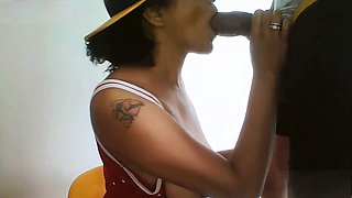 Lesbian punk Boricualovenyc gets into character for some intense cross-dress action with black cock in POV style