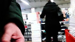 Horny amateur guy playing with his cock in a public place