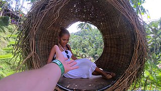 Big booty Thai girlfriend garden sex