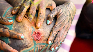 Two Slim Cuties Get Fucked by a Serviceman with Fat Cock