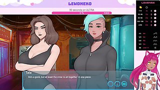 LewdNeko the VTuber showcases solo fun in Sleeve Shock with big tits and cyberpunk flair