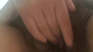 Before the shower, Mom's hairy pussy is hot