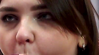 Mature Mom with Big Tits Sucks a Big Dildo