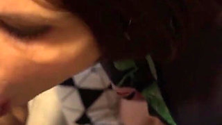 Grandma Gave a Blowjob in the Kitchen Without Taking off Her Red Panties.