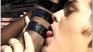 Hot Footjob On Nylon Feets