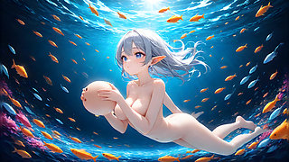 Hentai Girl Swimming in the Ocean - Ai Fantasy Slideshow Art