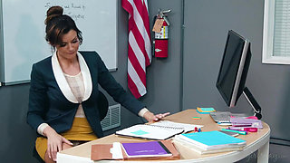 Girlsway - Scarlett Mae Catches Teacher Becky Bandini Masturbating & Eats Her Pussy at Her Desk