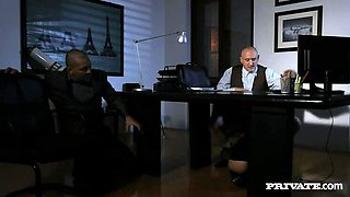 Sexy Secretary Tina Goes down on the Boss and Fucks Him Too