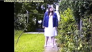 Bank manager Elizabeth Hogben pees in her back garden