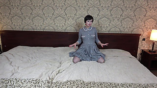 She wore blue nylons