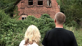 Blonde Bombshell Sucking Cock and Riding Hard Outdoors