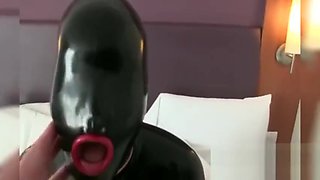 Qute hot teen model in latex catsuit gets a big cock into her small cunt