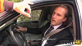 Hunt4k. random passerby scores gorgeous bride in the wedding limo