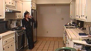 Horny Brunette's Kitchen Oral Adventure