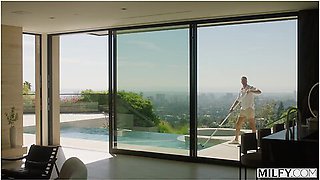 Horny Trophy Wife Piper Press Kicks Out Hubby For Pool Boys Huge Cock