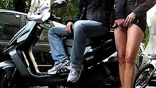 Busty Czech amateur fucks outdoor in public