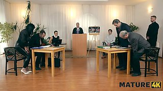 Mature4k. senior elle with Huge Tits banged her gardener in doggy and completed up in court