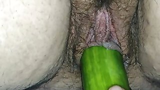 I put a cucumber in my girlfriend's cunt