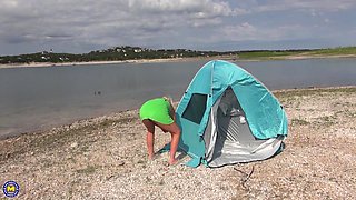 See Voyeur Milf Beth Show Off Her Hairy Pussy At The Beach