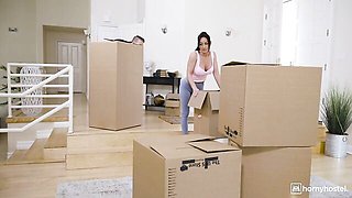 Gorgeous busty brunette Jennifer White rammed in her hairy pussy