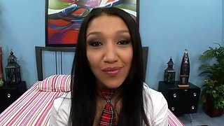 Schoolgirl slut gets licked out