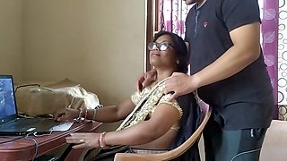 Office engineer Trishala gets fucked by colleague in sexy silk saree